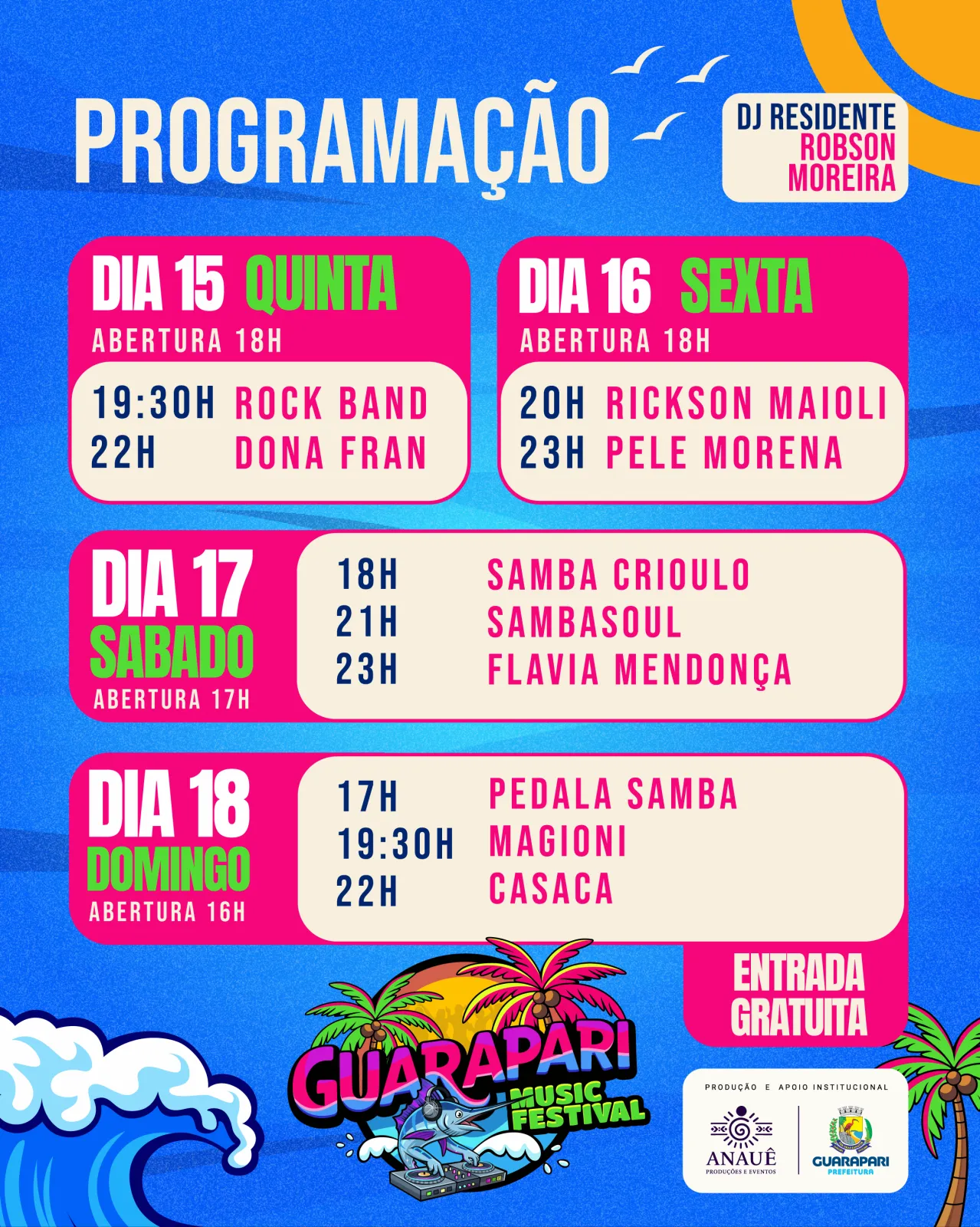 Guarapari Music Festival 2026 — De 15 de outubro a 18 de outubro de 2026, a partir das 17:00, Guarapari