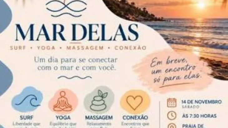 Cartaz de Mar Delas: surf, yoga, massagem e conexão em Santa Mônica